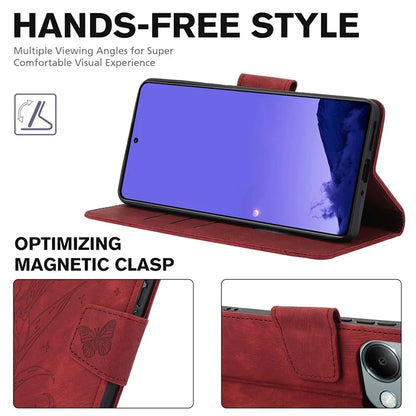 SY-001 For Xiaomi Redmi Note 13 4G Case with Card Holders Flower Butterfly Leather Phone Cover