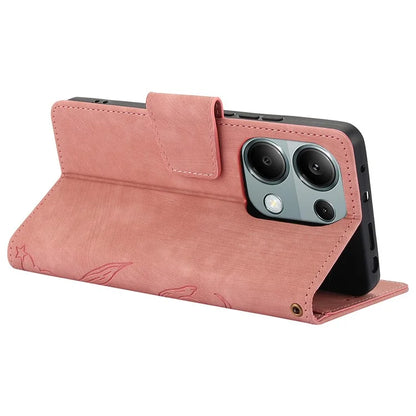 SY-001 For Xiaomi Redmi Note 13 4G Case with Card Holders Flower Butterfly Leather Phone Cover