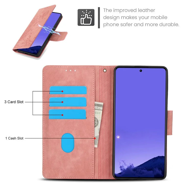 SY-001 For Xiaomi Redmi Note 13 4G Case with Card Holders Flower Butterfly Leather Phone Cover