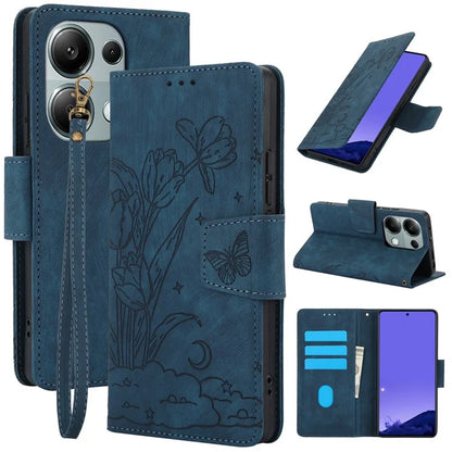 SY-001 For Xiaomi Redmi Note 13 4G Case with Card Holders Flower Butterfly Leather Phone Cover