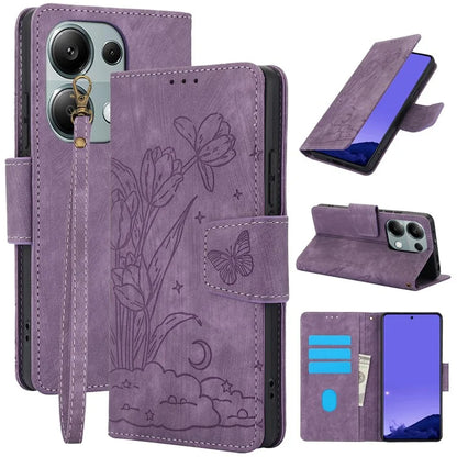 SY-001 For Xiaomi Redmi Note 13 Pro 4G / Poco M6 Pro 4G Leather Case Butterfly Flower Wallet Cover