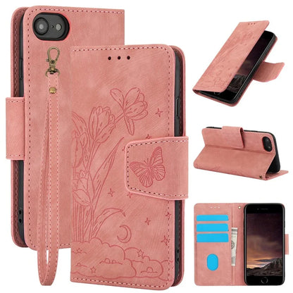 SY-001 For iPhone SE (2024) Case Butterfly Flower Anti-Scratch Leather Phone Cover
