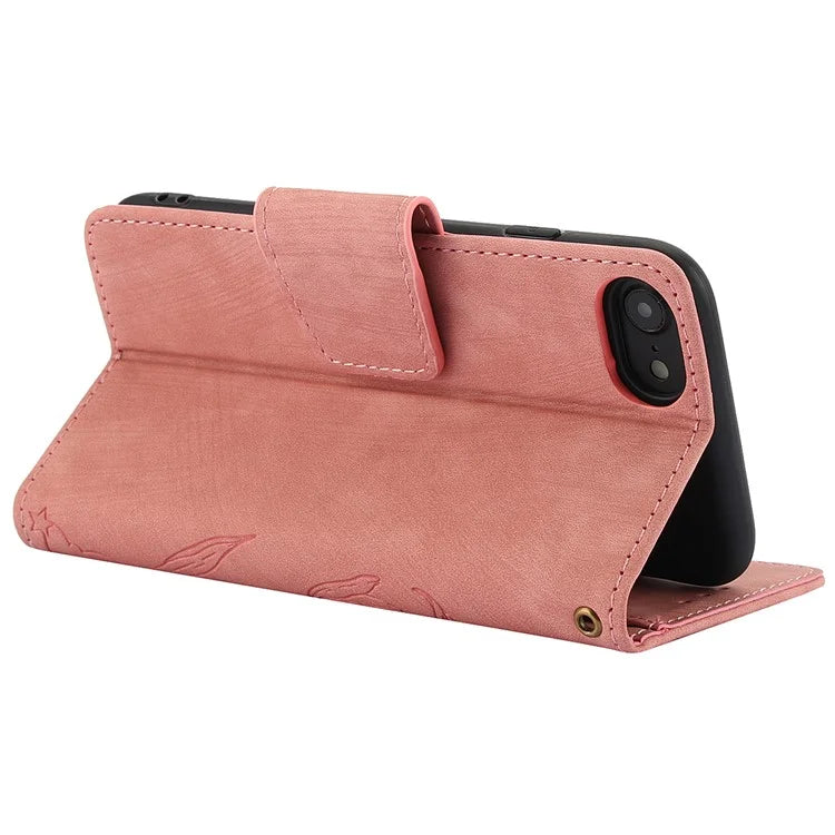 SY-001 For iPhone SE (2024) Case Butterfly Flower Anti-Scratch Leather Phone Cover