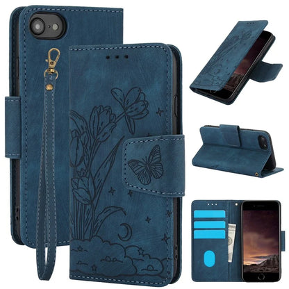 SY-001 For iPhone SE (2024) Case Butterfly Flower Anti-Scratch Leather Phone Cover