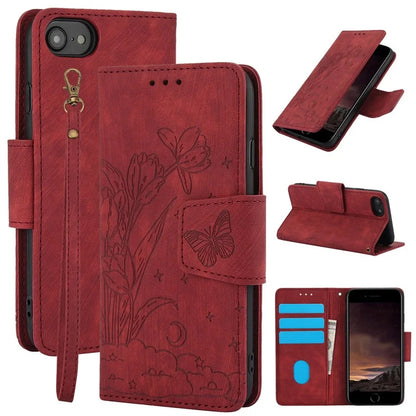 SY-001 For iPhone SE (2024) Case Butterfly Flower Anti-Scratch Leather Phone Cover