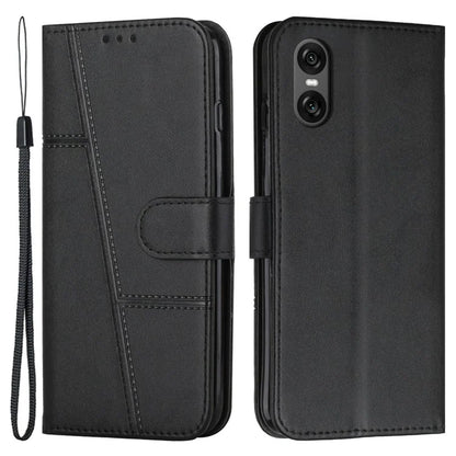 For Sony Xperia 10 VI Case Calf Texture Fully Wrapped PU Leather Cell Phone Cover