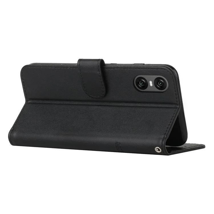 For Sony Xperia 10 VI Case Calf Texture Fully Wrapped PU Leather Cell Phone Cover