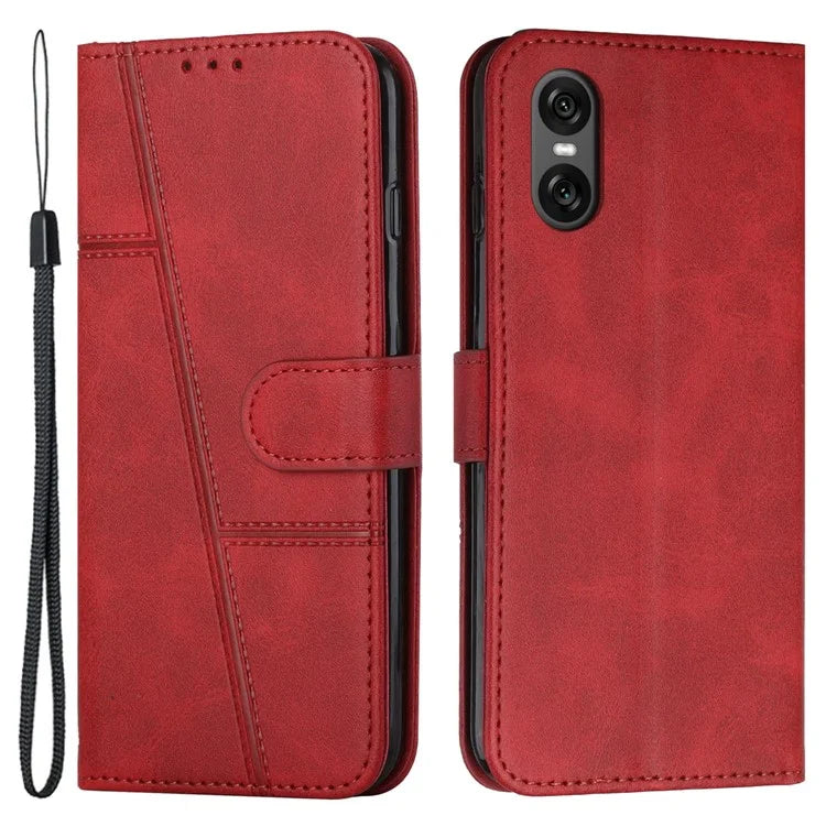 For Sony Xperia 10 VI Case Calf Texture Fully Wrapped PU Leather Cell Phone Cover