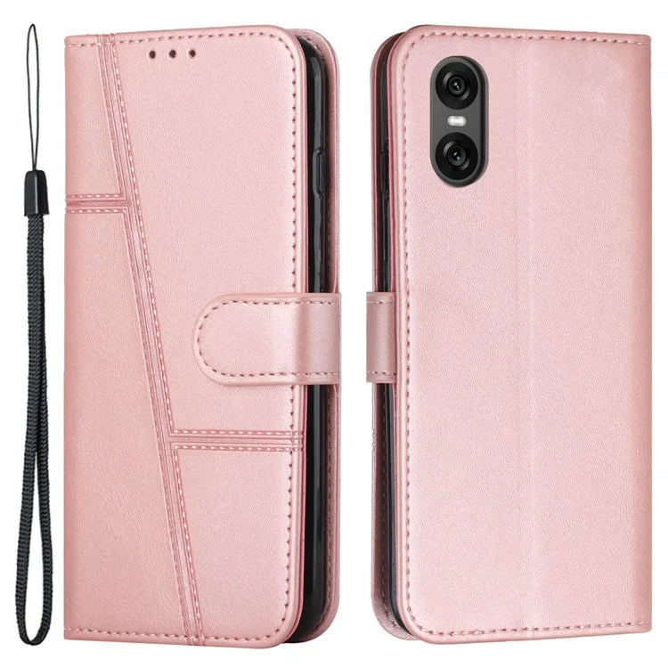 For Sony Xperia 10 VI Case Calf Texture Fully Wrapped PU Leather Cell Phone Cover