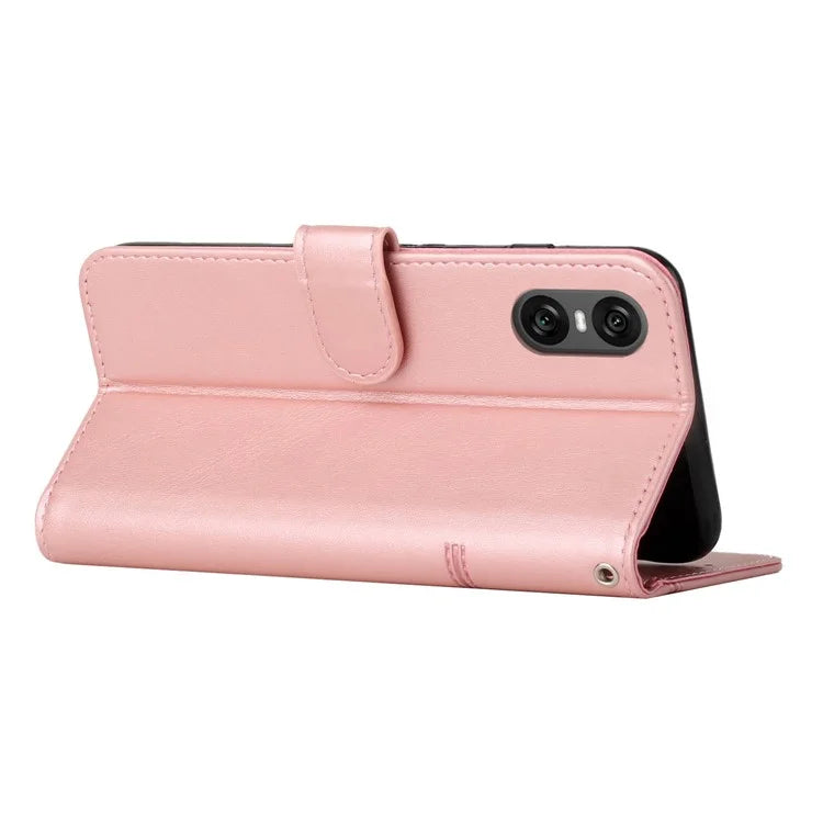 For Sony Xperia 10 VI Case Calf Texture Fully Wrapped PU Leather Cell Phone Cover