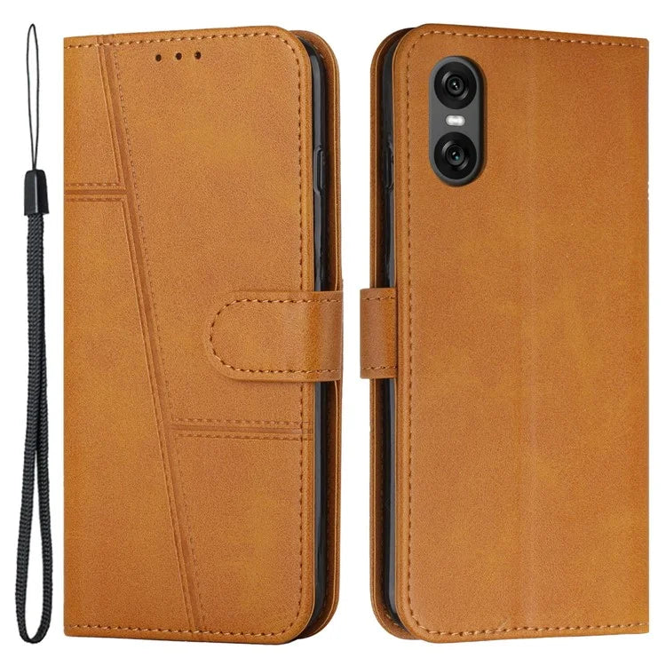 For Sony Xperia 10 VI Case Calf Texture Fully Wrapped PU Leather Cell Phone Cover