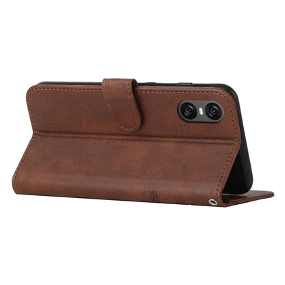 For Sony Xperia 10 VI Case Calf Texture Fully Wrapped PU Leather Cell Phone Cover
