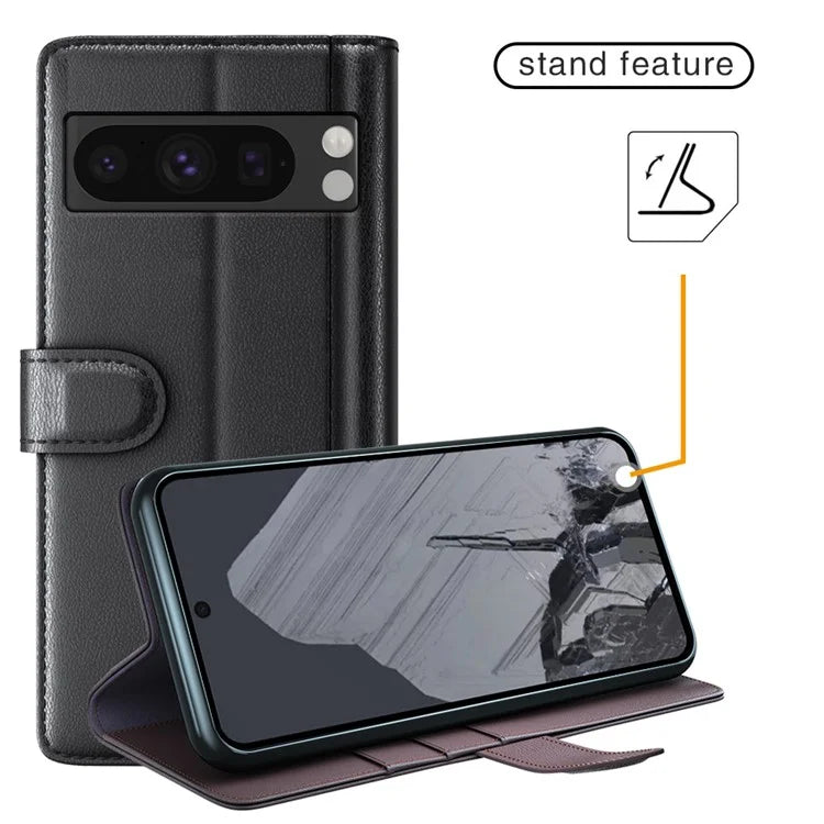 For Google Pixel 8 Pro Case Genuine Split Leather Flip Phone Cover