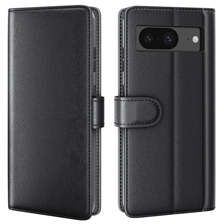 For Google Pixel 8 Wallet Case Genuine Split Leather Phone Cover with Card Holder