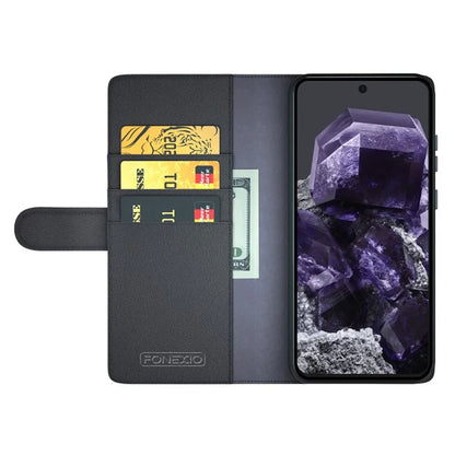 For Google Pixel 8 Wallet Case Genuine Split Leather Phone Cover with Card Holder