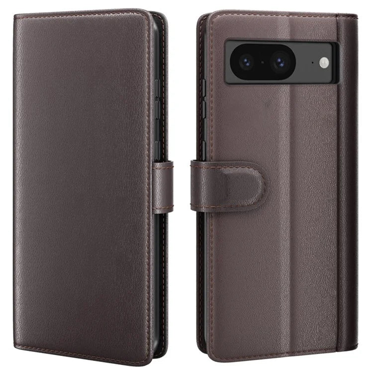 For Google Pixel 8 Wallet Case Genuine Split Leather Phone Cover with Card Holder