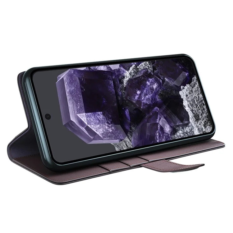 For Google Pixel 8 Wallet Case Genuine Split Leather Phone Cover with Card Holder