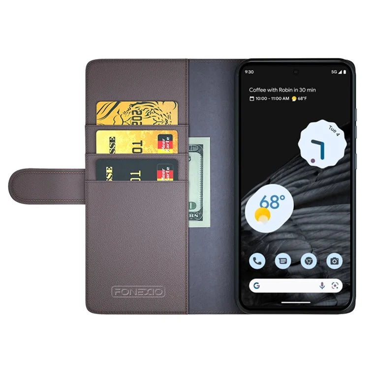 For Google Pixel 7 5G Case Genuine Split Leather Flip Folio Phone Cover