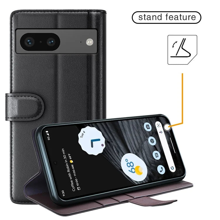 For Google Pixel 7 5G Case Genuine Split Leather Flip Folio Phone Cover