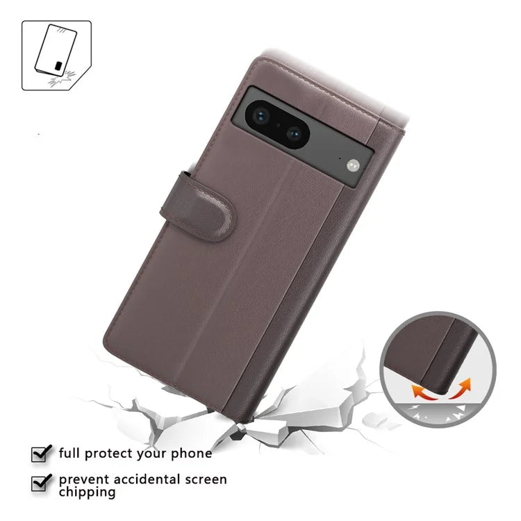 For Google Pixel 7 5G Case Genuine Split Leather Flip Folio Phone Cover