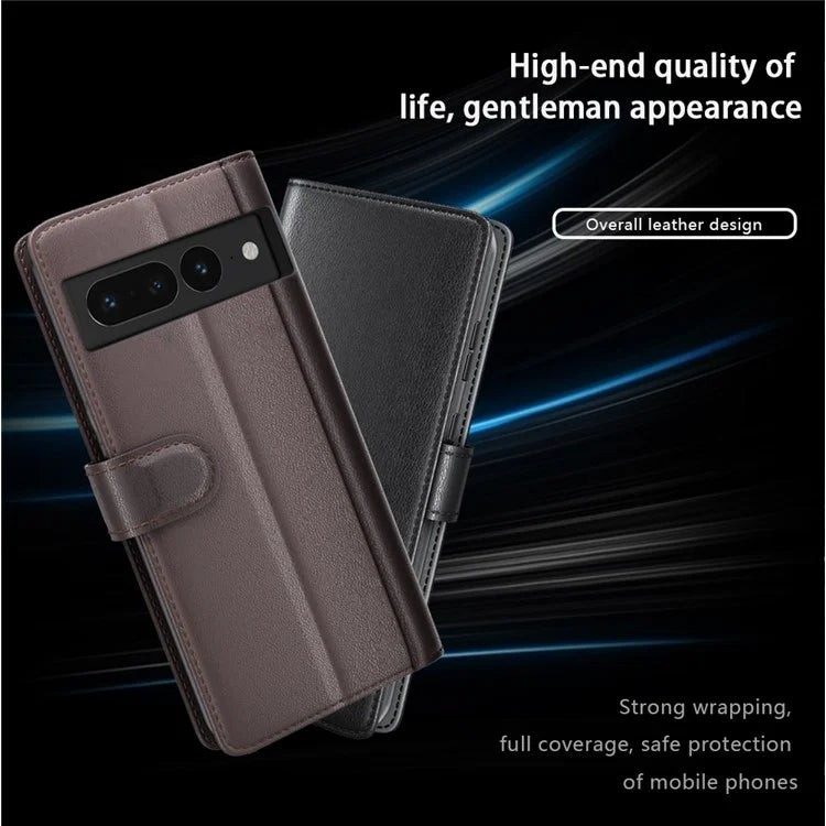 For Google Pixel 7 Pro 5G Case Genuine Split Leather Flip Magnetic Phone Cover