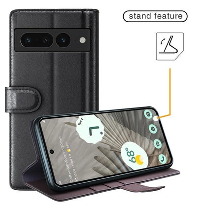 For Google Pixel 7 Pro 5G Case Genuine Split Leather Flip Magnetic Phone Cover