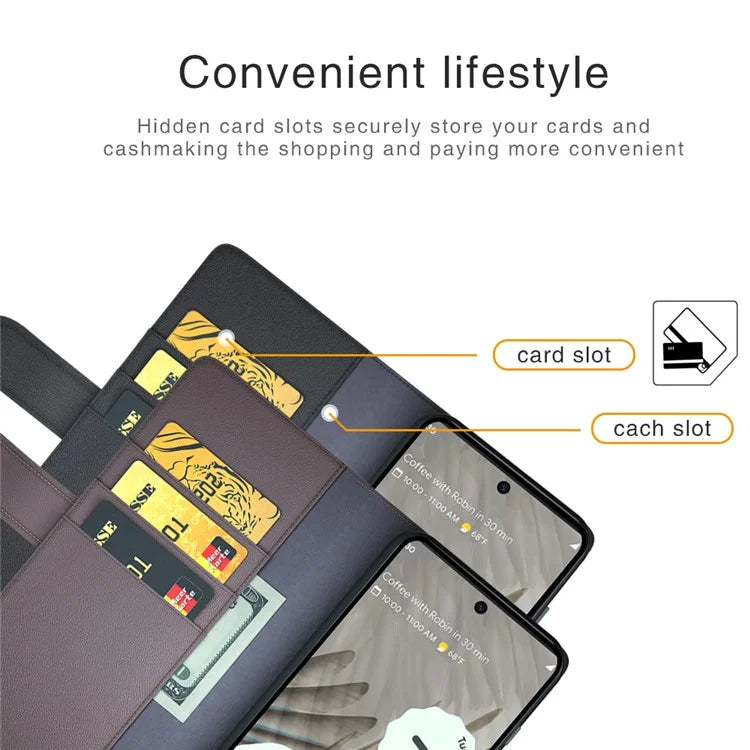 For Google Pixel 7 Pro 5G Case Genuine Split Leather Flip Magnetic Phone Cover
