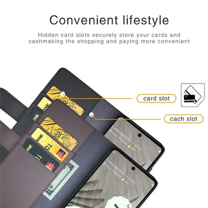 For Google Pixel 7 Pro 5G Case Genuine Split Leather Flip Magnetic Phone Cover