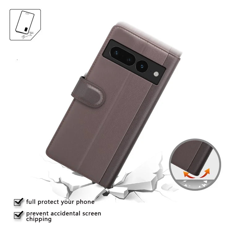 For Google Pixel 7 Pro 5G Case Genuine Split Leather Flip Magnetic Phone Cover