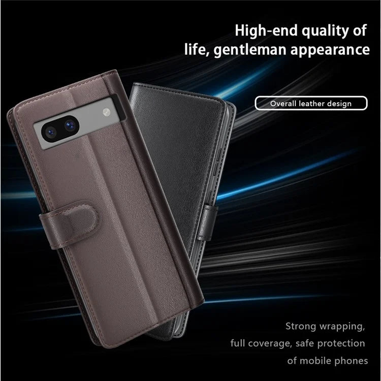 For Google Pixel 7a Case Genuine Split Leather Wallet Phone Cover with Card Holder