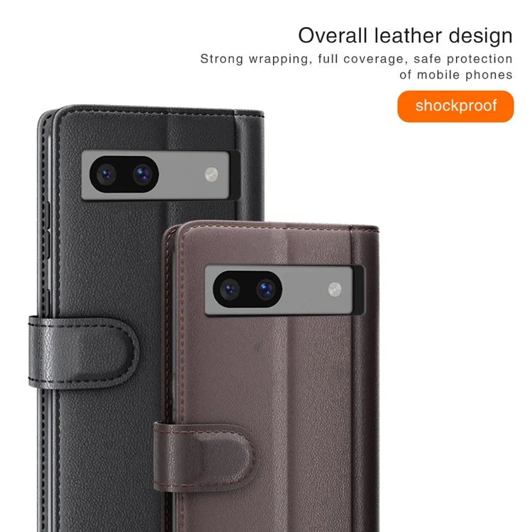 For Google Pixel 7a Case Genuine Split Leather Wallet Phone Cover with Card Holder