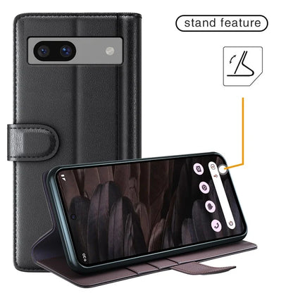 For Google Pixel 7a Case Genuine Split Leather Wallet Phone Cover with Card Holder