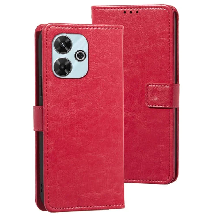 IDEWEI For Xiaomi Redmi 13 4G Case Crazy Horse Texture Flip Leather Phone Cover
