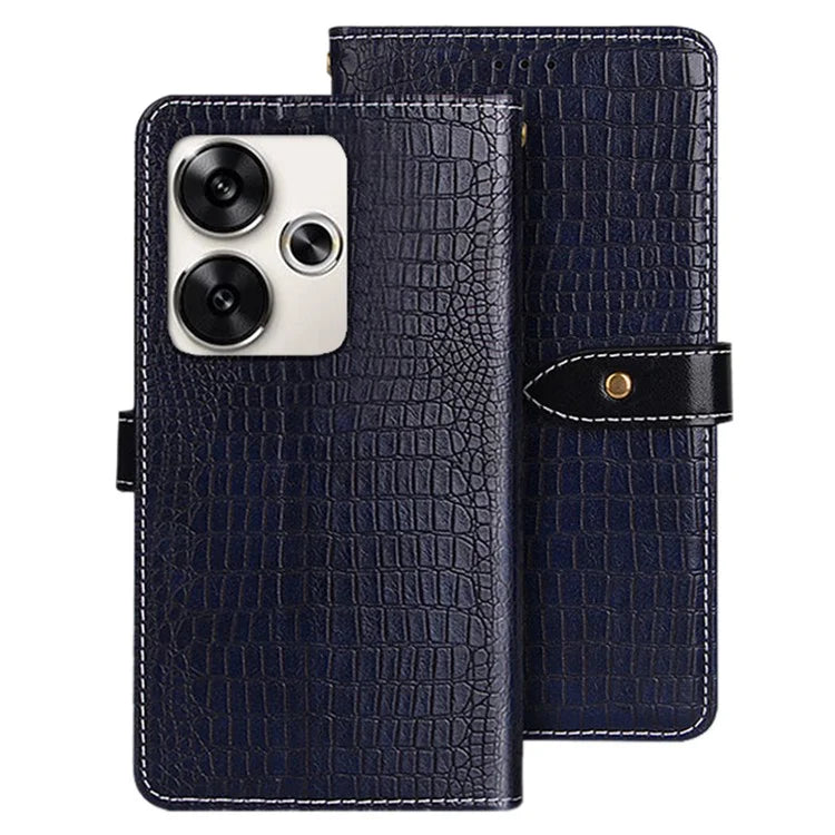 IDEWEI For Xiaomi Poco F6 5G / Redmi Turbo 3 5G Case PU Leather Crocodile Texture Wallet Phone Cover