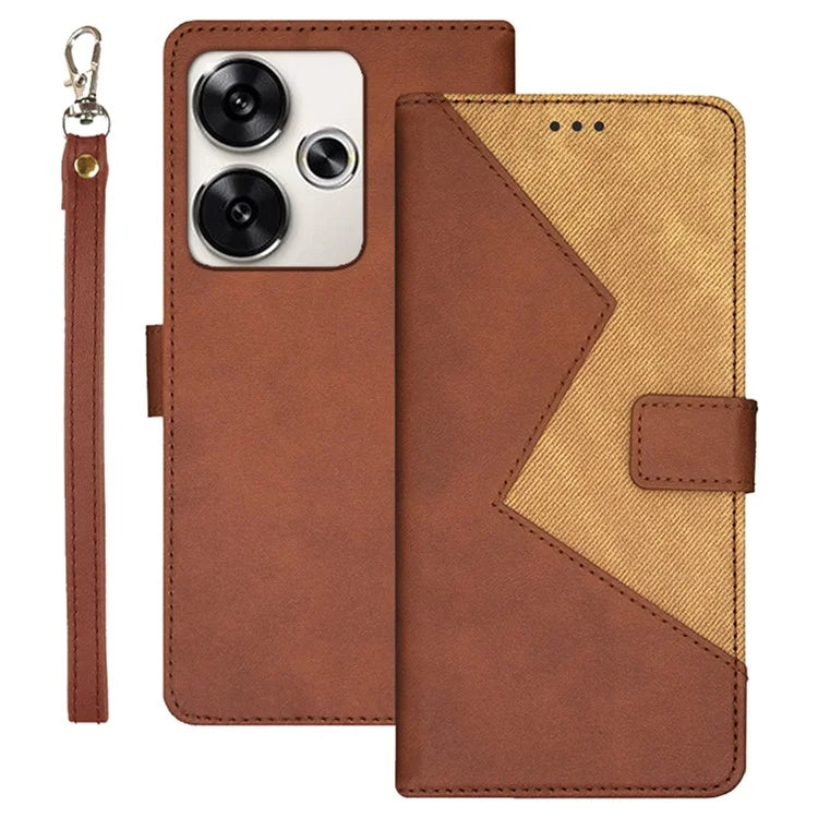 IDEWEI For Xiaomi Poco F6 5G / Redmi Turbo 3 5G Case Card Slots Splicing Color Leather Cover