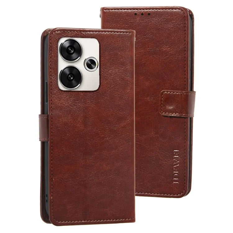 IDEWEI For Xiaomi Poco F6 5G / Redmi Turbo 3 5G Case Crazy Horse Texture Leather Flip Phone Cover