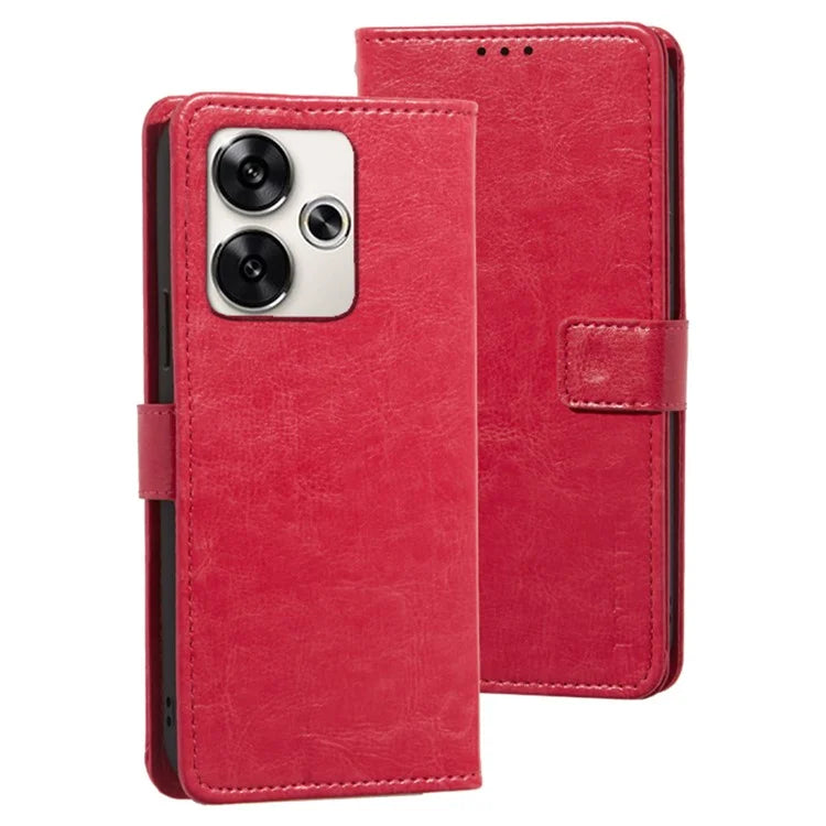 IDEWEI For Xiaomi Poco F6 5G / Redmi Turbo 3 5G Case Crazy Horse Texture Leather Flip Phone Cover