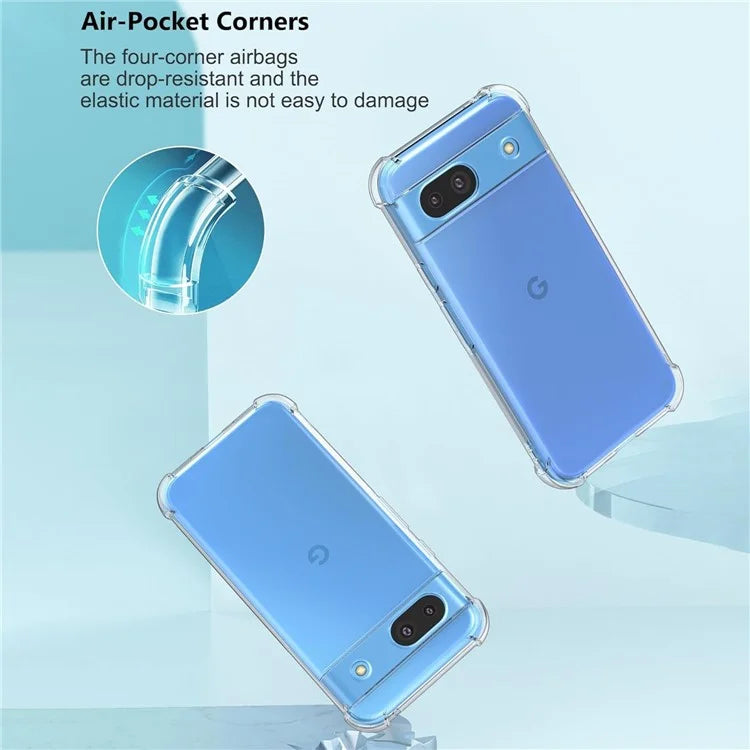 For Google Pixel 8a Clear Case Four Corners Airbag Protective TPU Phone Cover