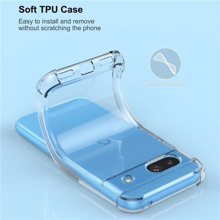 For Google Pixel 8a Clear Case Four Corners Airbag Protective TPU Phone Cover