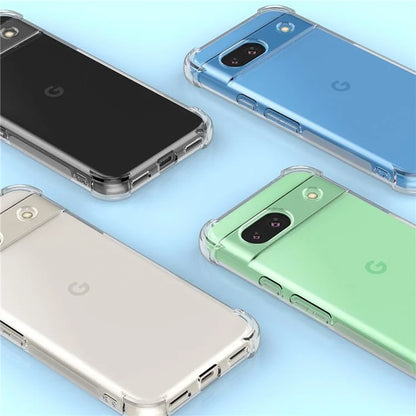 For Google Pixel 8a Clear Case Four Corners Airbag Protective TPU Phone Cover
