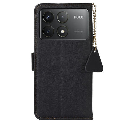 TJ For Xiaomi Poco F6 Pro 5G / Redmi K70 5G / K70 Pro 5G Case Stand Genuine Cow Leather Phone Cover