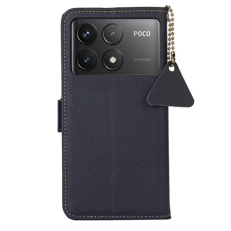 TJ For Xiaomi Poco F6 Pro 5G / Redmi K70 5G / K70 Pro 5G Case Stand Genuine Cow Leather Phone Cover