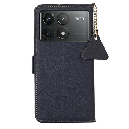 TJ For Xiaomi Poco F6 Pro 5G / Redmi K70 5G / K70 Pro 5G Case Stand Genuine Cow Leather Phone Cover