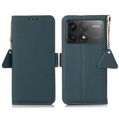 TJ For Xiaomi Poco F6 Pro 5G / Redmi K70 5G / K70 Pro 5G Case Stand Genuine Cow Leather Phone Cover