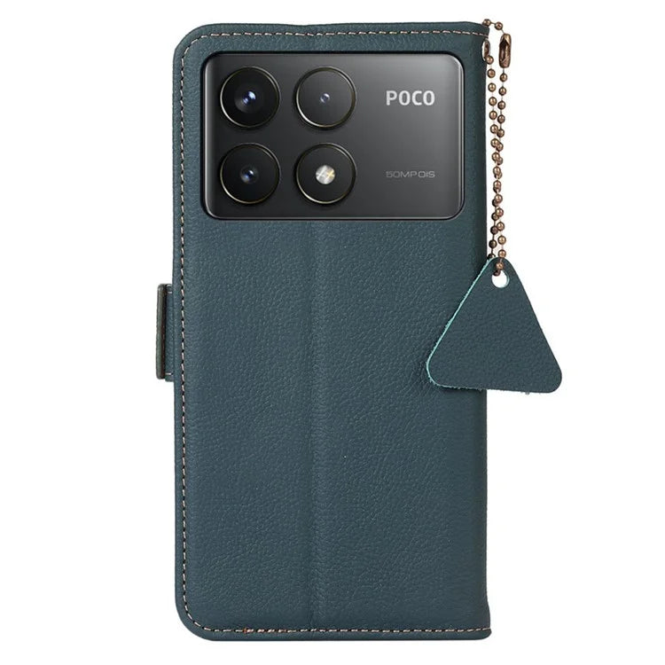 TJ For Xiaomi Poco F6 Pro 5G / Redmi K70 5G / K70 Pro 5G Case Stand Genuine Cow Leather Phone Cover