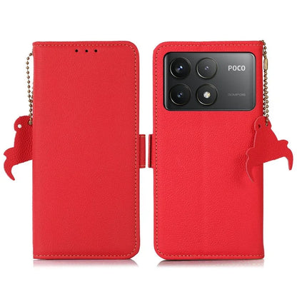 TJ For Xiaomi Poco F6 Pro 5G / Redmi K70 5G / K70 Pro 5G Case Stand Genuine Cow Leather Phone Cover