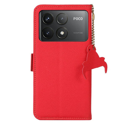 TJ For Xiaomi Poco F6 Pro 5G / Redmi K70 5G / K70 Pro 5G Case Stand Genuine Cow Leather Phone Cover