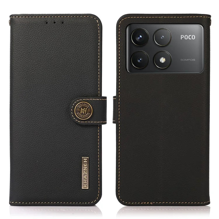KHAZNEH For Xiaomi Poco F6 Pro 5G / Redmi K70 5G / K70 Pro 5G Case Genuine Cow Leather Wallet Cover