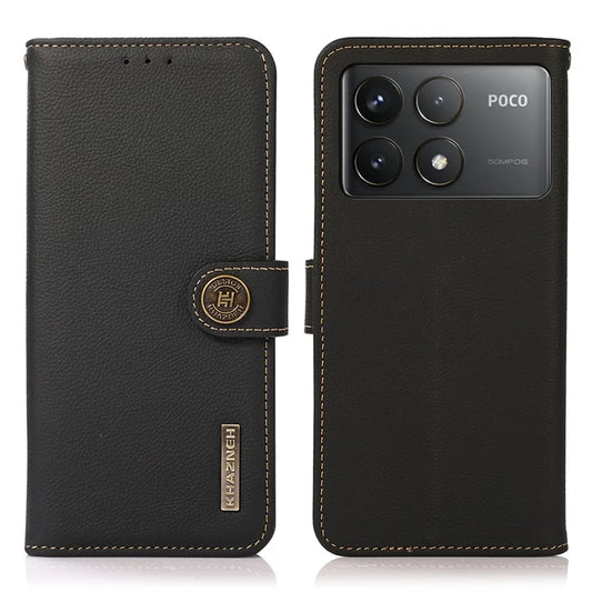KHAZNEH For Xiaomi Poco F6 Pro 5G / Redmi K70 5G / K70 Pro 5G Case Genuine Cow Leather Wallet Cover