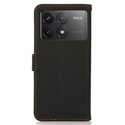 KHAZNEH For Xiaomi Poco F6 Pro 5G / Redmi K70 5G / K70 Pro 5G Case Genuine Cow Leather Wallet Cover